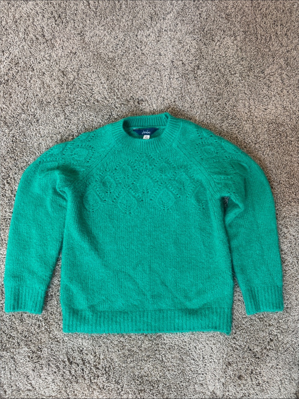 Joules Green Cable Yoke Crewneck Sweater